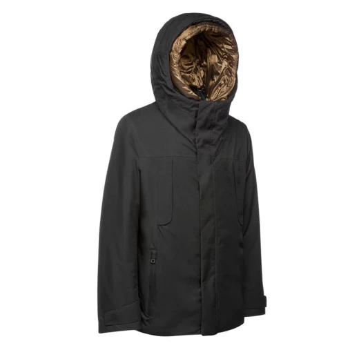 Geox Terreste Man Parka Jacket Black 60 Waterproof Mid Length Outdoorsy Design Recycled Polyester Twill Internal Detachable Bib EcologicWARM Wadding Fast Delivery Easy Exchange - Terreste - Image 9