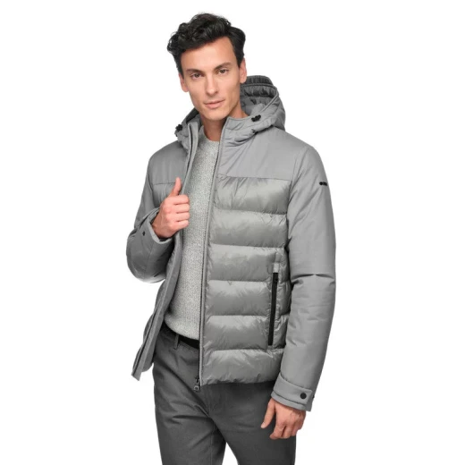 Geox Sapienza Man Padded Jacket 50 Grey Modern Outdoor Design Water Resistant Wind Blocking Recycled Nylon Twill Hood Drawstring Hem Fast Delivery Easy Exchange - Geox - Image 3