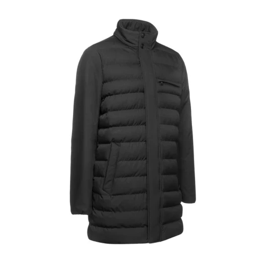 Geox Sile Man Longline Jacket Black Water Repellent Wind Resistant Padded Exterior 3 Pockets Size 54 Functional Comfortable Everyday Aesthetic M4628T.T3140.F9000 Fast Delivery - Geox - Image 4