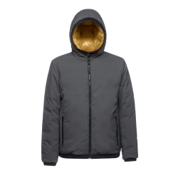 Geox Spherica Man Reversible Jacket Anthracite 60 Featuring Recycled Padding and Snug Hood For Men Stylish Sporty Design Perfect For Colder Months Available Now