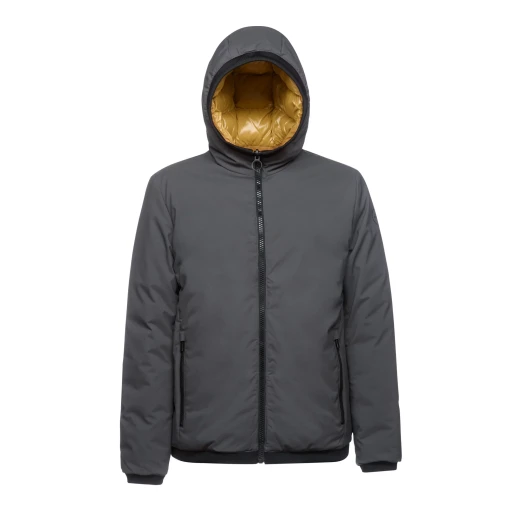 Geox Spherica Man Reversible Jacket Anthracite 60 Featuring Recycled Padding and Snug Hood For Men Stylish Sporty Design Perfect For Colder Months Available Now - Geox - Image 2