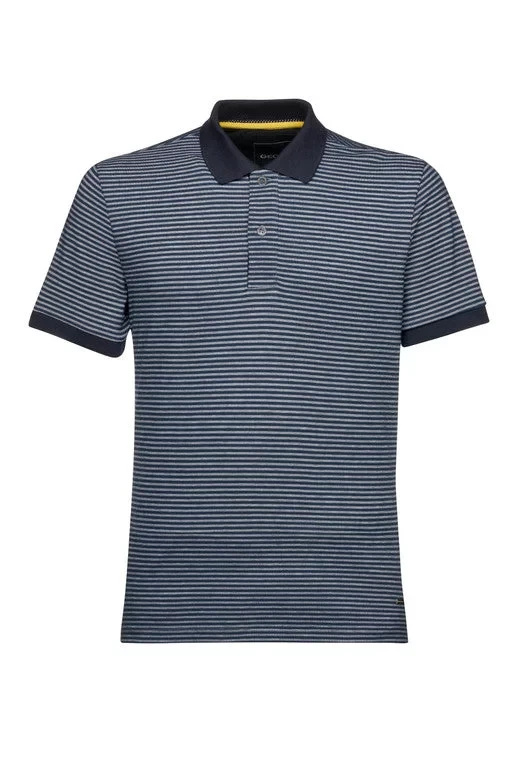 POLO MAN Blue Oxford Cotton Short Sleeve Polo Shirt for Men with All Over Print Design in Size Large, Breathable and Comfortable, Stylish City Edge, SKU M5510N.T3250.F4148 - Geox