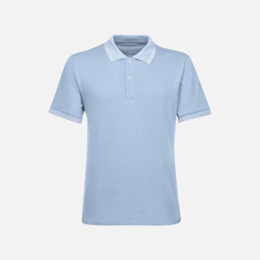 Geox Spherica Polo Shirt for Men Light Blue XXL Breathable Stretch Pique Cotton with Contrasting Stripes and Personalized Logo Classic Fit Short Sleeve Casual Wear - Polo man - Image 2