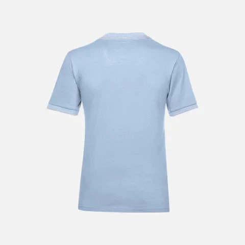 Geox Spherica Polo Shirt for Men Light Blue XXL Breathable Stretch Pique Cotton with Contrasting Stripes and Personalized Logo Classic Fit Short Sleeve Casual Wear - Polo man - Image 7