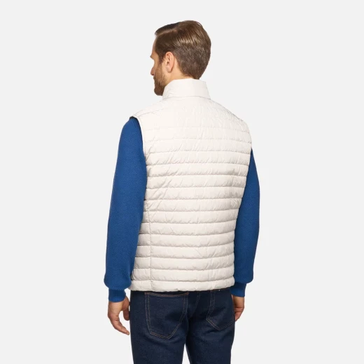 Warren's Man Sleeveless Down Vest 60 Off White Quilted Ultra Light Men's Jacket Water Repellent Windproof Recycled Polyester Front Zip Pockets Travel Ready - Warrens man - Image 11