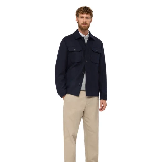 MONREALE MAN Sky Captain Wool Blend Coat Windproof 60 Featuring Shirt Style Cut Chest Pockets and Bonded Soft Cloth Offers Urban Vibe Protection Against Wind - Geox - Image 4