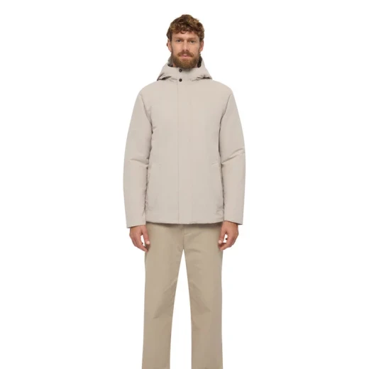 Geox Doray Parka Man Beige Waterproof Breathable Jacket ABX Technology Textured Polyester Recycled Thermore Ecodown Padding Modern Minimalist Design Size 48 For Men - Doray - Image 2