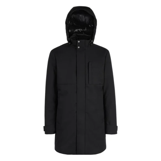 Aerantis Man Longline Jacket Black 60 Designed for Men Dynamic Ventilation Water Repellent Wind Blocking Reversible Padded Hood Item M5628W - Geox - Image 3