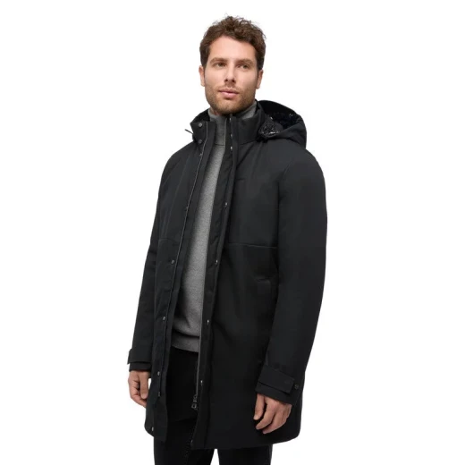 Aerantis Man Longline Jacket Black 60 Designed for Men Dynamic Ventilation Water Repellent Wind Blocking Reversible Padded Hood Item M5628W - Geox - Image 5