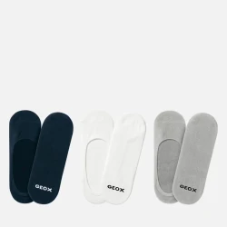 Geox Adult Unisex Ankle Socks 3 Pack Multicolor Cotton Blend Breathable for Casual and Sporty Looks Shoe Size 43-46