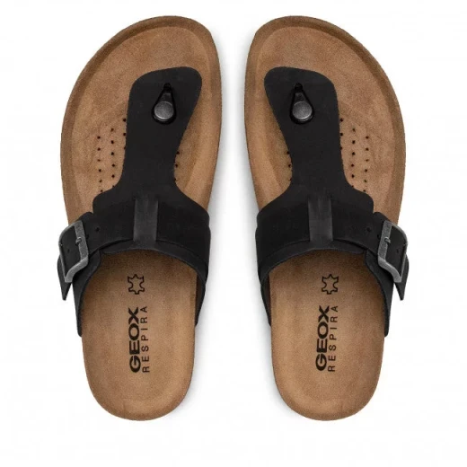 Geox Ghita Man Black Nubuck Sandals Size 40: Breathable Summer Comfort with Cork Outsole, Lightweight Design, and Easy Exchange Guarantee - Geox - Image 4