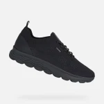 Geox Spherica Man Black Sneakers for Men Superior Comfort Breathable Knitted Fabric Cushioned Sole Size 40 Lightweight Modern Design Stylish Footwear Fast Delivery Easy Exchange - Geox