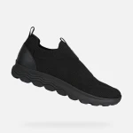 Geox Spherica Man Black Sneakers for Men Superior Breathability Slip On Design Cushioned Sole Casual Urban Style Available Size 45 Fast Delivery Easy Exchange - Geox