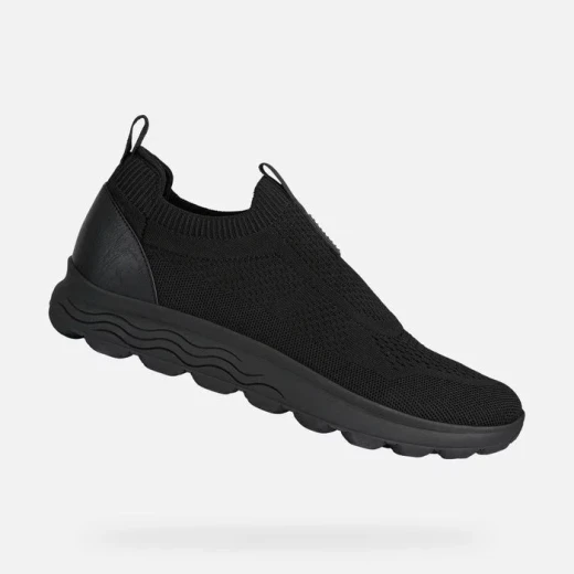 Geox Spherica Man Black Sneakers for Men Superior Breathability Slip On Design Cushioned Sole Casual Urban Style Available Size 45 Fast Delivery Easy Exchange - Geox - Image 2