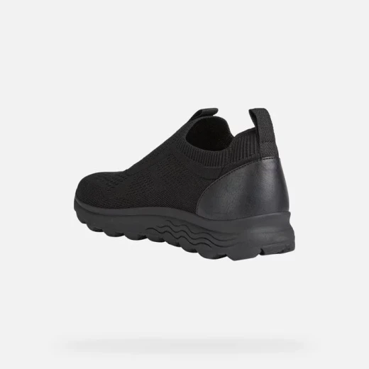 Geox Spherica Man Black Sneakers for Men Superior Breathability Slip On Design Cushioned Sole Casual Urban Style Available Size 45 Fast Delivery Easy Exchange - Geox - Image 5