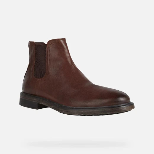 Geox Aurelio Man Cognac Brown Leather Ankle Boots 44 Breathable and Comfortable Formal Shoes with Supple Nappa Leather for Men U26F7C.000TU.C0013 - Geox - Image 3