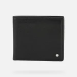 محفظة رجالية جلدية سوداء مضغوطة من Wallet Man، تصميم أنيق وعصري، فتحات متعددة للبطاقات، جلد مدبوغ، إكسسوار يومي، توصيل سريع، سهولة الاستبدال في متاجر GEOX/JOR - جيوكس