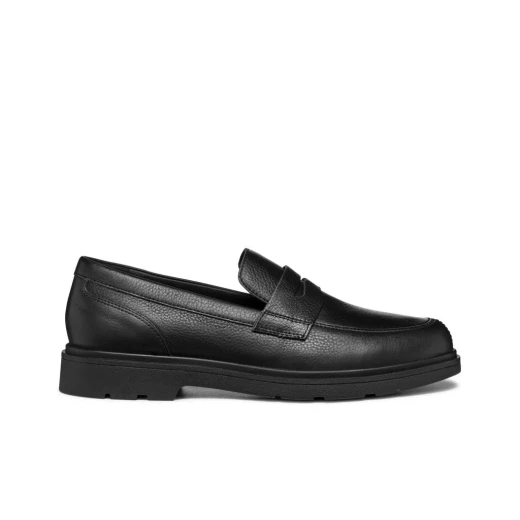 حذاء لوفر رجالي Geox Spherica EC1 أسود جلد محبب مسامي ومبطن مريح مقاس 46 تبديل سهل توصيل سريع حذاء رسمي - Image 5
