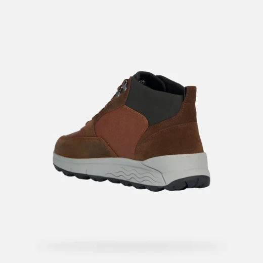 Geox Spherica 4x4 ABX Men's Waterproof Ankle Boots Cognac Brown Leather 44 Featuring Breathable, Comfortable, and Stylish Design for Urban Wear with Lace Up Closure - Image 4