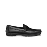Moner 2Fit Man Breathable Loafer Casual Shoes Black Leather for Men Size 46 Comfortable Design Perfect for Everyday Wear Without Insole for Enhanced Comfort - Geox
