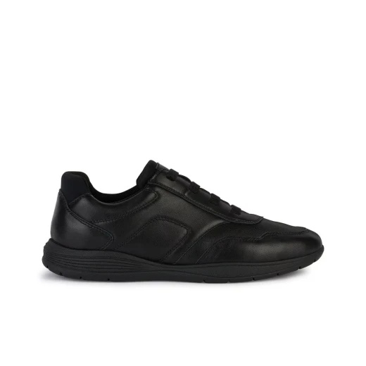 Geox Spherica EC2 Men's Sneakers Black Leather Size 46 with Exceptional Breathability and Cushioning for Active Chic Style. Crafted with Supple Leather and City Perfect Design.