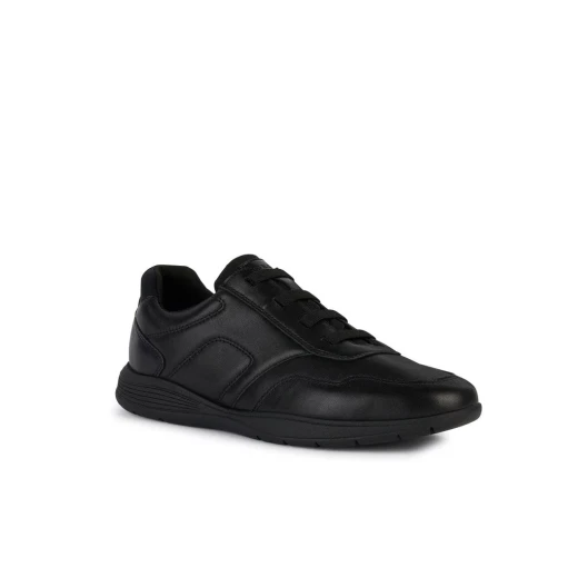 Geox Spherica EC2 Men's Sneakers Black Leather Size 46 with Exceptional Breathability and Cushioning for Active Chic Style. Crafted with Supple Leather and City Perfect Design. - Geox - Image 3