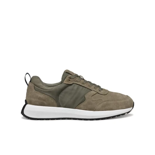 Volpiano Man Running Sneaker Sage Green Suede and Nylon 42: Modern Urban Style Breathable Comfort Casual Active Design U45GCA.022FU.C3016