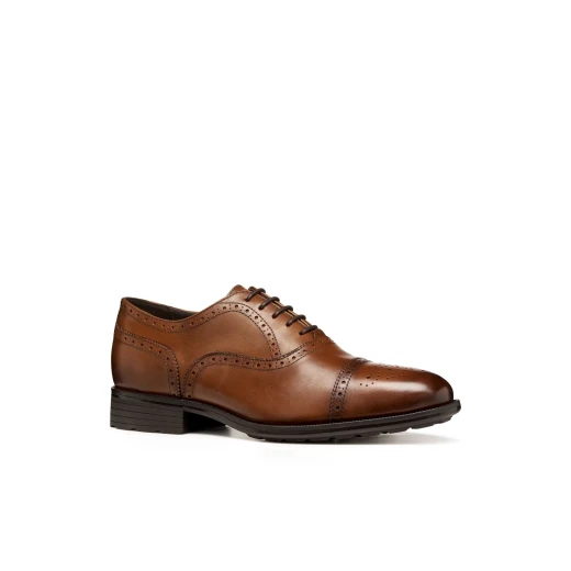 حذاء ووك بليجر للرجال ديربي من الجلد بلون كونياك بنمط بروغ برباط منخفض القطع مناسب للعمل الرسمي مقاس 42 مريح مسامي ومبطن - Image 7