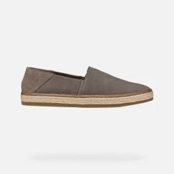Geox Pantelleria Men's Espadrille Sneakers Dove Grey Canvas 46, Summer-Ready Breathable Footwear for City and Getaways, Jute-Effect Outsole, SKU U55DWA.000NB.C1018
