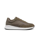Branthon Men's Running Sneaker in Dove Grey: Waxed Fabric and Suede-Like Construction for Everyday Comfort and Breathability, Size 42, Stylish Metropolitan Design - Geox