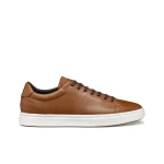 Baltmoore Men's Cognac Leather Sneakers with Superior Comfort and Breathability, Low Cut Design, EU Size 40, Perfect for City Looks - Geox