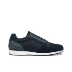 Arthien Men's Low Cut Sneakers Navy Blue with Side Zip 40 Breathable Mesh and Suede Vintage Design Comfortable for Casual City Wear U55LLB.01422.C4002 - Geox