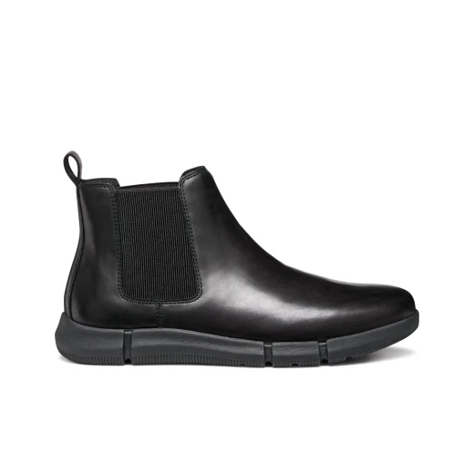 Adacter Men's Black Leather Ankle Boots Size 45 for Casual Wear with Cushioned Sole and Pared Back Aesthetic. Ideal for Everyday Comfort and Town Exploration - Geox - Image 2