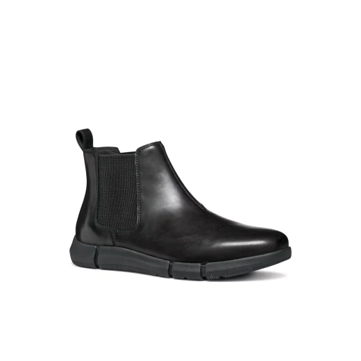 Adacter Men's Black Leather Ankle Boots Size 45 for Casual Wear with Cushioned Sole and Pared Back Aesthetic. Ideal for Everyday Comfort and Town Exploration - Geox - Image 4