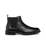 Walk Pleasure Man Black Ankle Boots for Men 43 Plain Leather Chelsea Style Comfortable and Cushioned Footwear - Footease