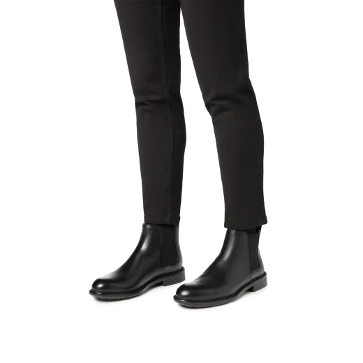 Walk Pleasure Man Black Ankle Boots for Men 43 Plain Leather Chelsea Style Comfortable and Cushioned Footwear - Footease - Image 3