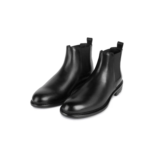Walk Pleasure Man Black Ankle Boots for Men 43 Plain Leather Chelsea Style Comfortable and Cushioned Footwear - Footease - Image 7