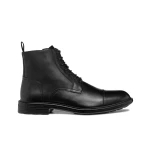 Walk Pleasure Men's Black Leather Ankle Boots for Office Wear, Lace Up Design, Comfortable Cushioning, Size 41, Formal Occasions, U567KB.00043.C9999 - Geox