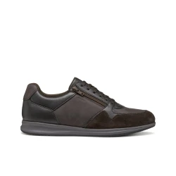 Avery Men's Breathable Sneakers DK Coffee Color Classic Design Nubuck and Tumbled Leather Effect Material Casual Shoes Size 41 Everyday Style Comfortable Fit U56H5A.0EKBU.C6024