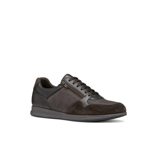Avery Men's Breathable Sneakers DK Coffee Color Classic Design Nubuck and Tumbled Leather Effect Material Casual Shoes Size 41 Everyday Style Comfortable Fit U56H5A.0EKBU.C6024 - Geox - Image 4