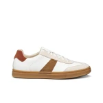 Baltmoore Men's Low Cut Leather and Suede Sneakers in White, Size 45. Versatile and Elegant Design for Everyday Wear. Crafted with Premium Materials for Style and Comfort. - Geox
