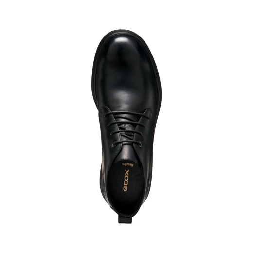 Meiern Man Ankle Boots Black Leather Rubber Sole Contemporary Design Comfortable Stylish Footwear U56LZB.000FF.C9999 Size 45 for Men Modern Urban Wear - Geox - Image 4