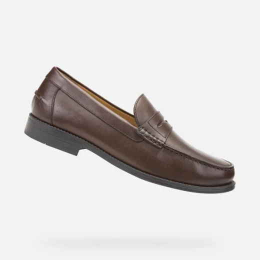 Geox Damon Man Loafer in Dark Brown Leather Featuring Wide Toe Box Design, Breathable Construction, Classic Style and Comfortable Fit, Size 42 - Geox - Image 2