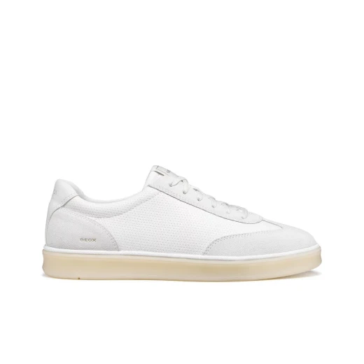 Geox Spherica Actif X4 Men's Sneakers White Coated Leather Suede Breathable Cushioned Comfortable Travel Leisure Shoes Size 42 Designed for Maximum Rebound Effect - Geox - Image 2