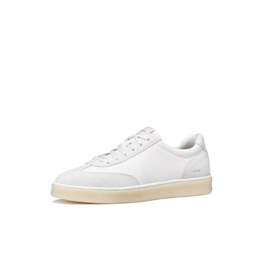 Geox Spherica Actif X4 Men's Sneakers White Coated Leather Suede Breathable Cushioned Comfortable Travel Leisure Shoes Size 42 Designed for Maximum Rebound Effect - Geox - Image 4