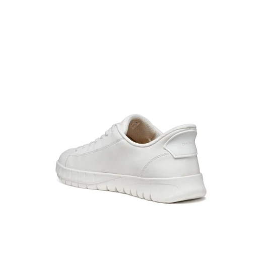 Flextride Plus Men's Sneakers: White Coated Leather Urban Design, Easy Slip On, Flexible Comfort, Size 45. Modern and Dynamic Footwear for Men, Hand Free Fit. - Geox - Image 5