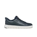 Geox Flextride Plus Men's Navy Sneakers with Easy Fit 40. Modern urban design, coated leather construction, and hand free entry. Comfortable and stylish footwear. - Geox