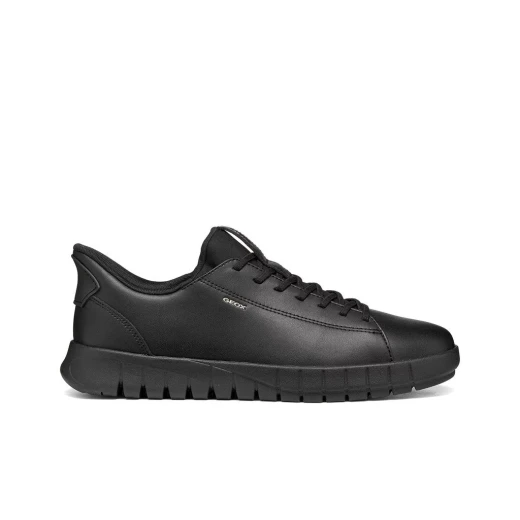 Flextride Plus Man's Urban Sneaker with Quick Fit, Coated Leather, and Modern Design. Slip On and Go! Size 44 in Black Color. Perfect for Daily Wear and Active Lifestyles. - Geox - Image 2
