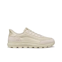 Geox Spherica Plus Men's Sneakers Papyrus Colorway, Size 40, Easy Slip On Design, Nappa Leather and Suede Upper, Breathable and Cushioned Comfort for Everyday Wear