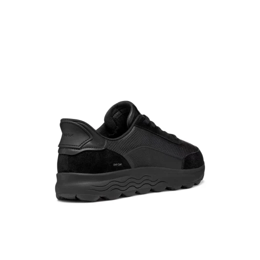 Geox Spherica Plus Men's Sneaker Black Nappa Leather Suede Breathable Comfort Ultra Cushioned Slip On Casual Shoe Size 46. Hand Free Fit Modern Design. - Geox - Image 5